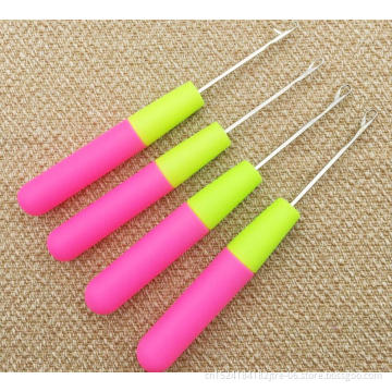 dreadlock crochet needle set candy crochet hook heads, plastic crochet hook with handle, crochet latch hook hair crochet hooks